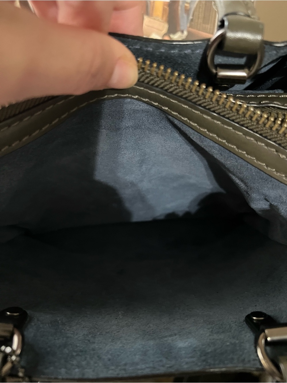 COACH rogue 25 Pebbled Leather Stud Satchel in Olive Green - Picture 7 of 8